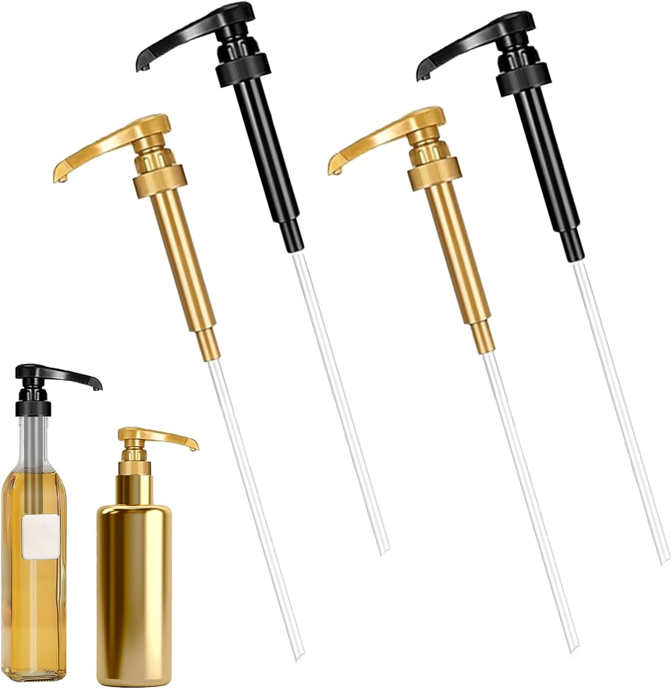 4-Pack Universal Fit Syrup Pump for Coffee Syrups, Beverage Dispensers, and Flavoring – Easy to Use, Durable Pump for Syrup Bottles – Fits Most 750ml to 1L Bottles