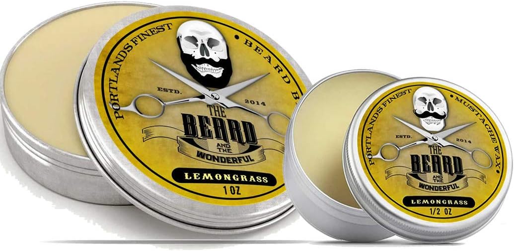 Beard Balm & Mustache Wax Styling Set (Lemongrass). 30ml Beard Balm & 15ml Mustache Wax. Conditioning, Strengthening and Styling Money Saving Combo from The Beard and The Wonderful.