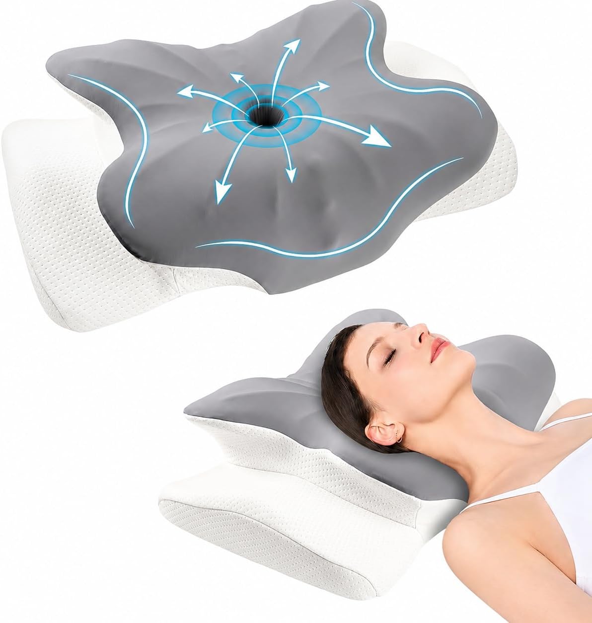 Memory Foam Pillow for Neck Pain Relief – Orthopaedic Cervical Neck Support Pillow for Side & Back Sleepers, Ergonomic Contour Pillow for Neck & Shoulder Pain, Breathable Washable Cover