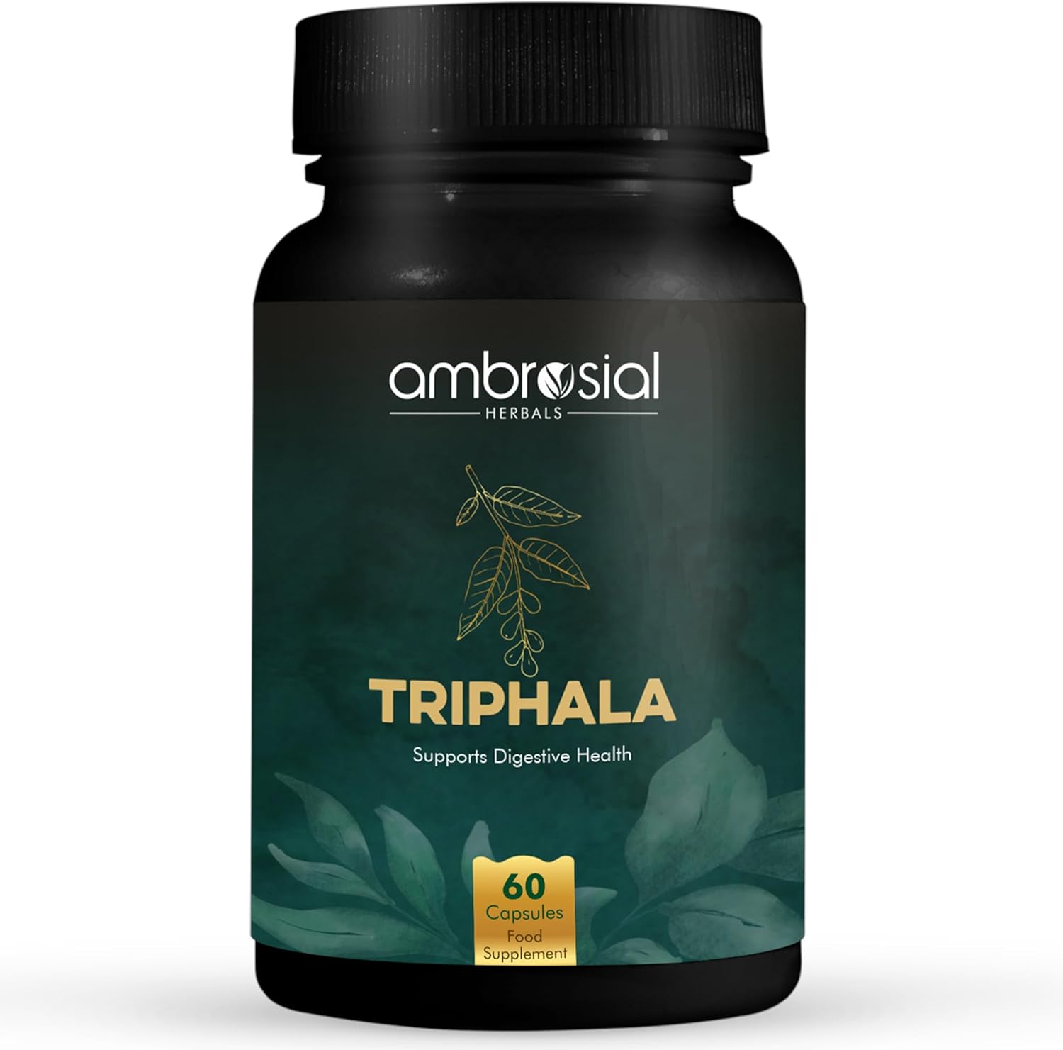 Ambrosial Triphala Capsules, Vegan Supplement for Gut Health, Laxatives for Constipation, Relieves Gastric Issues, Rich in Vitamin C & Antioxidants, Goodness of Amla, Haritaki & Bibhitaki, 60Capsules