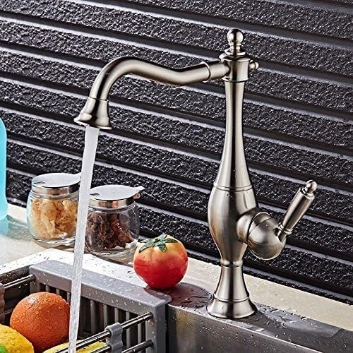 Shower Head Kitchen Sink Faucet for Bar Farmhouse Commercial, Brass Kitchen Sink Water 360 Rotate Swivel Faucet Mixer, Single Hole Black Mixer Tap, Ve