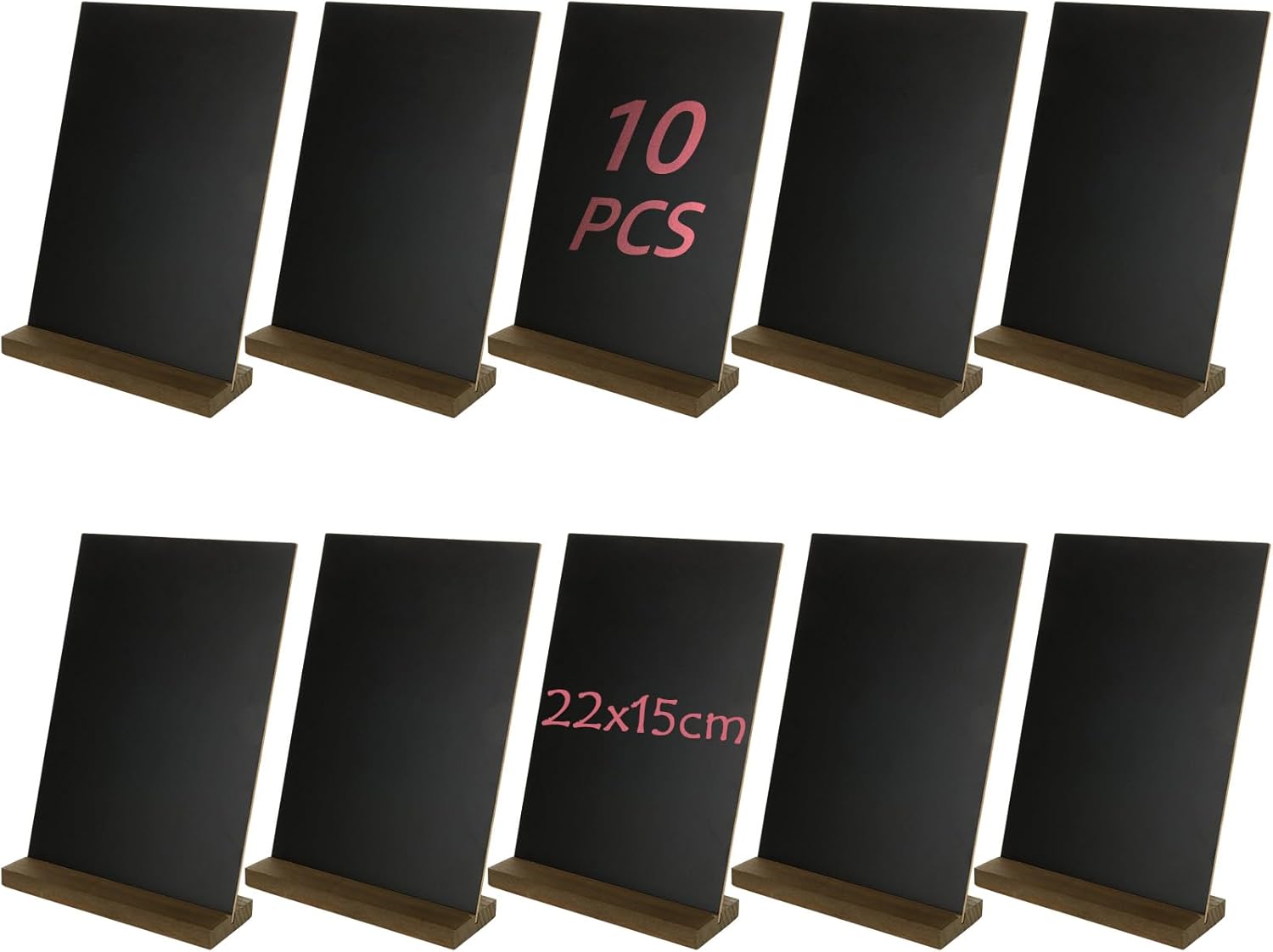 DAJAVE 10 Pcs 22x15cm Mini Chalkboard Signs, Double Sided Small Blackboard Sign with Wooden Base, Tabletop Blackboards Message Chalk Board for Pricetags, Weddings, Parties, Bakery