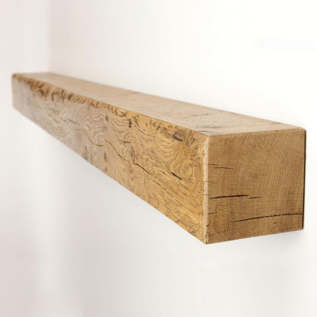 Funky Chunky Furniture Oak Fireplace Shelf Mantel Beam - 9 x 9cm | Length: 120cm, Finish: English Oak