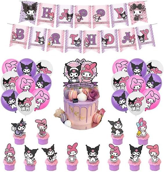 My Melody Party Supplies Kuromi Birthday Decoration My Melody Birthday Decorations Kuromi Balloon Decorations My Melody Birthday Balloons Kuromi Birthday Cake Toppers My Melody Birthday Banners