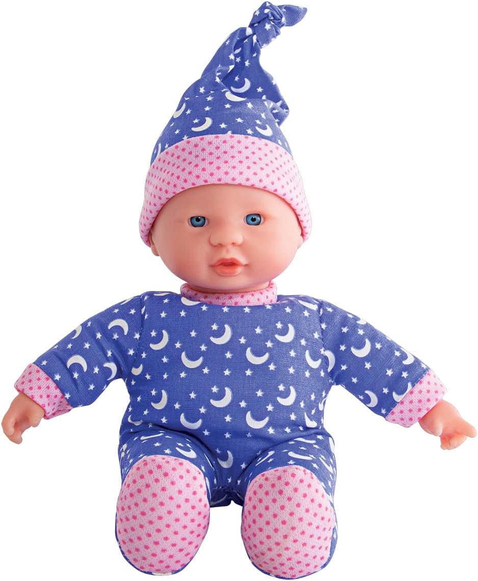 Simba Laura 105010010 Little Star Soft Body Doll in Cute Romper and Hat with Luminous Moons and Stars, 20 cm, Glow in The Dark, Baby Doll from 12 Months