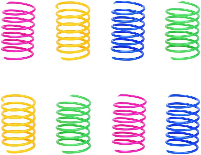 ISMARTEN Cat Spring Toy (60 Pack), Cat Kittens Toys Plastic Coil Spiral Springs for Swatting, Biting, Hunting, and Active Healthy Play (Random Color)