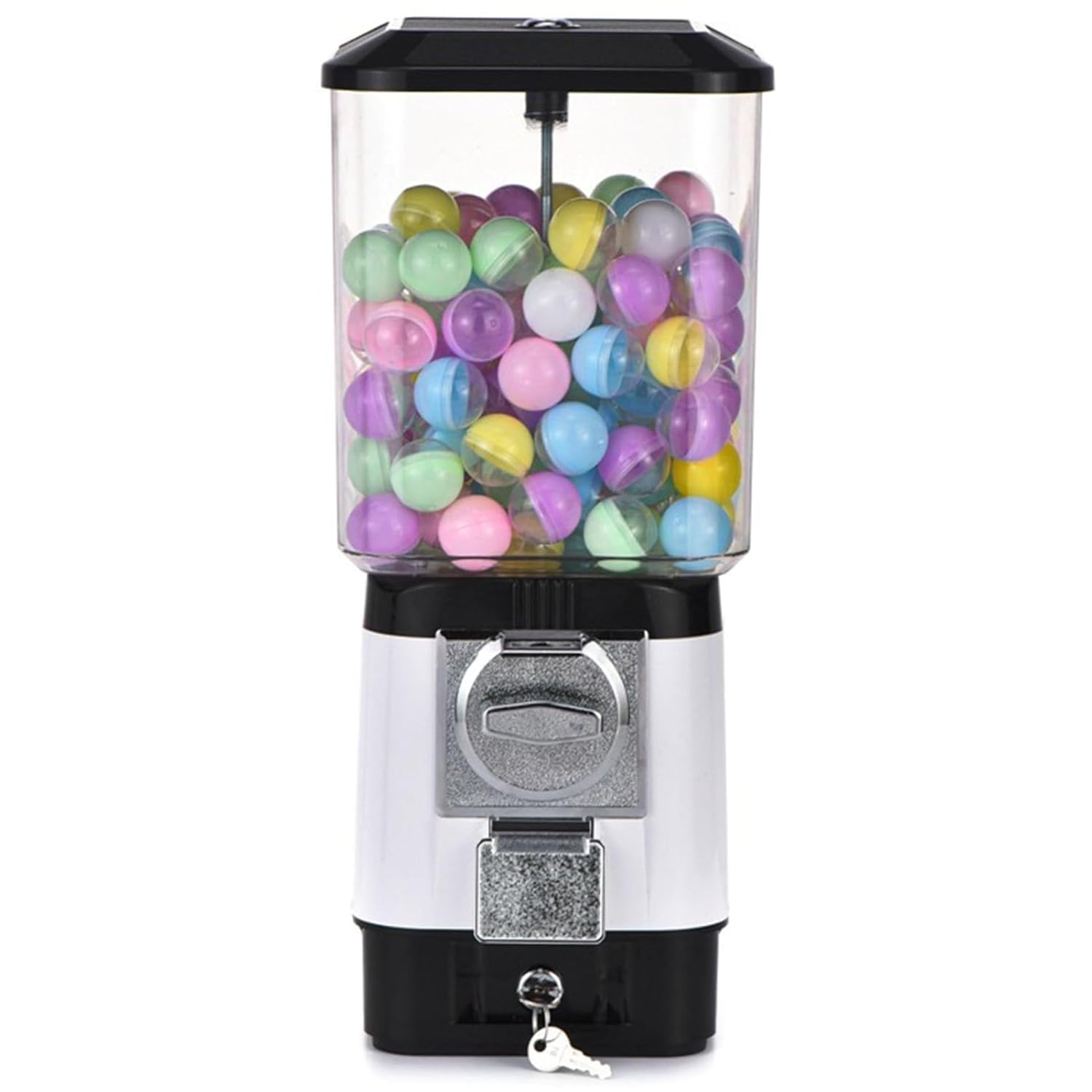 Candy Vending Machines,Coin Operated Bubble Gum Machine,200 Empty Balls, 100 Stainless Steel Tokens,Coin Operated Gumball Bank for Toy Capsules Bouncy Balls Candy,for Game Stores(Silver)