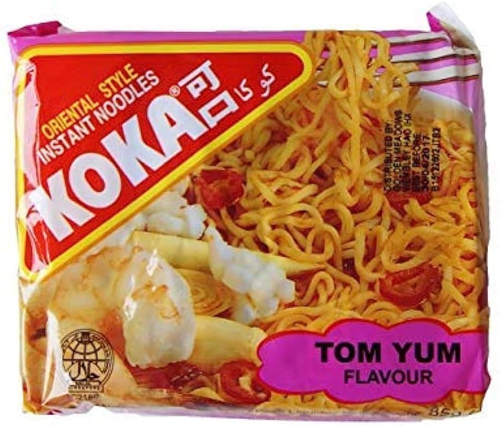 Koka Oriental Style Instant Noodles | Tom-Yum Flavour | Snack or Meal Accompaniment | Ready in 2 Minutes | 85g (Pack of 30)