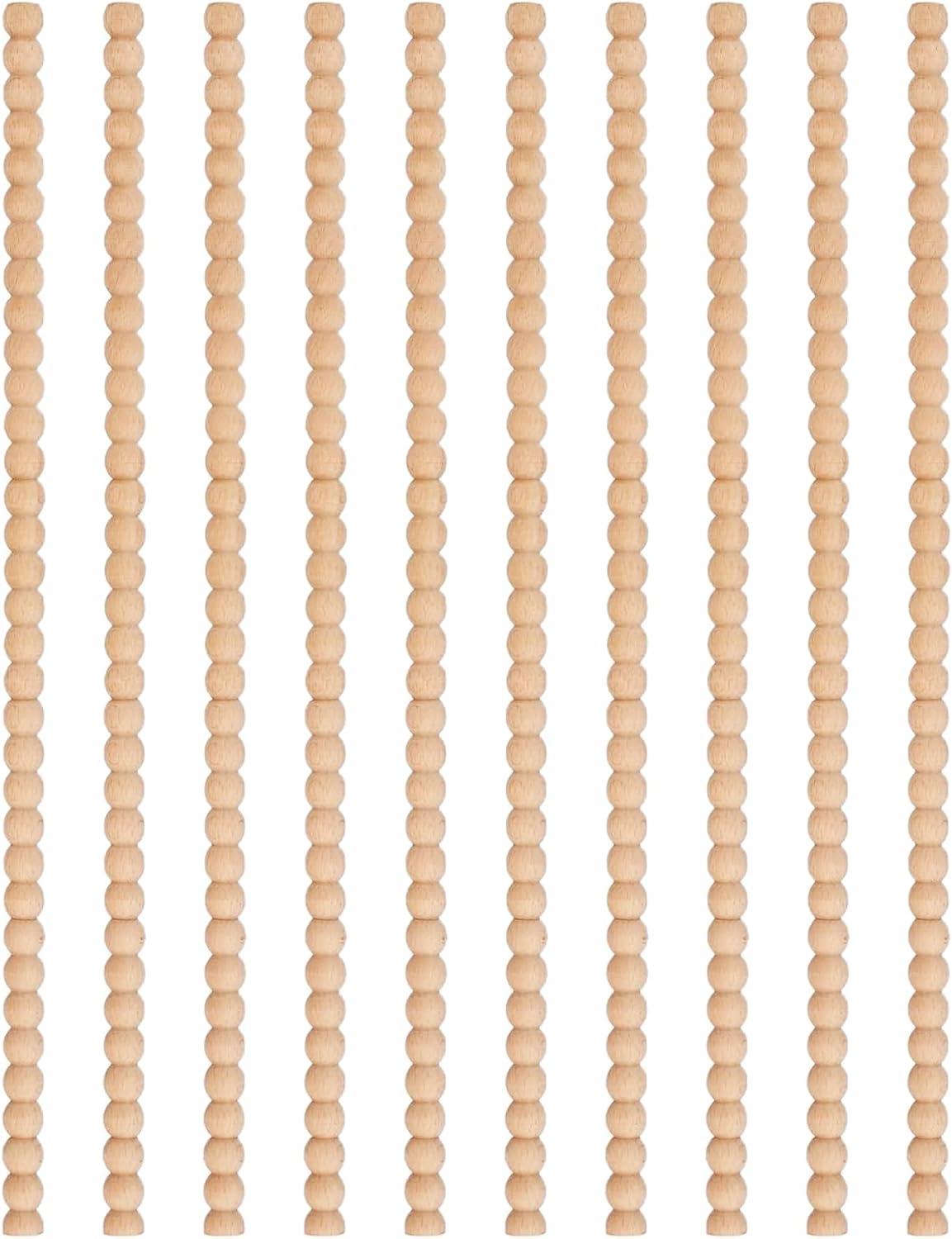 Wood Trim Molding Decorative - 15.75 Inch Beaded Wooden Moulding Strips, Half Bead Carved Design 10 Piece Set for Cabinet Furniture Window Shelf Door Frame Home Craft Renovation Interior Decoratio