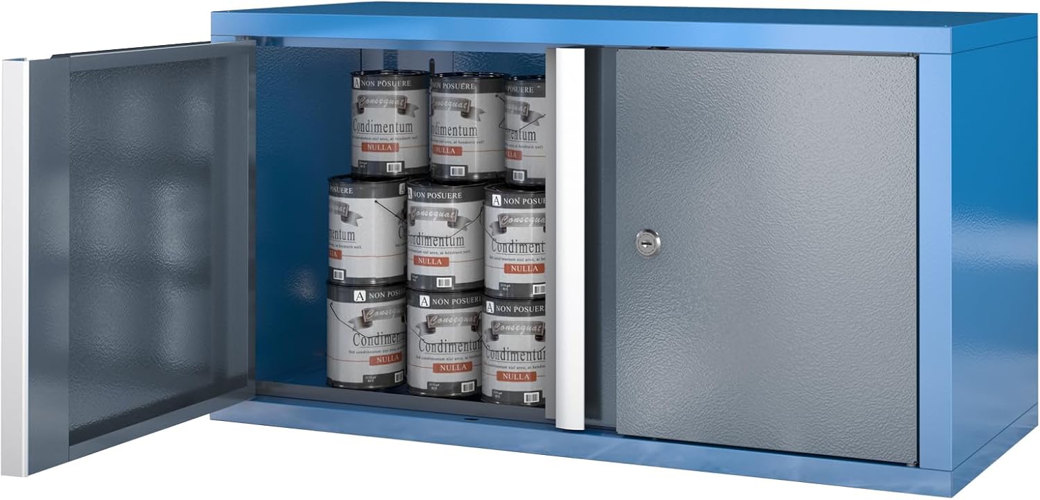 Metal Wall Cabinet with 2 Door,Lockable Floating Wall Storage Cabinet for Garage,Basement and Ware House,Metal Wall Cabinet with Positioning Paper,Assembly Required