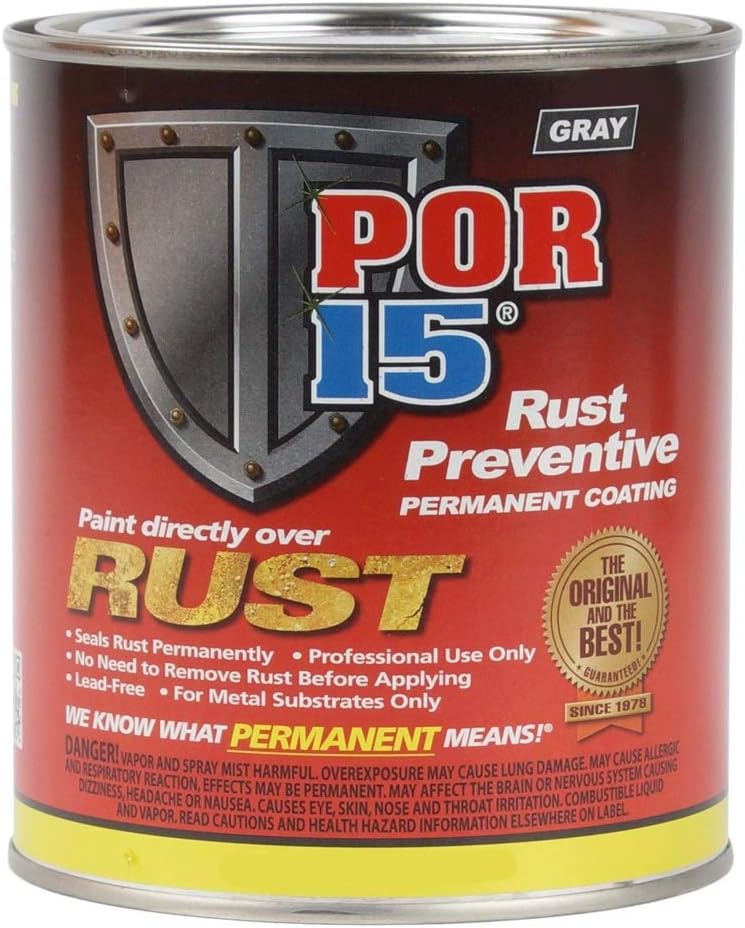 POR-15 Rust Preventive Coating — Non-Porous Protective Barrier, 16 fl oz, Gray