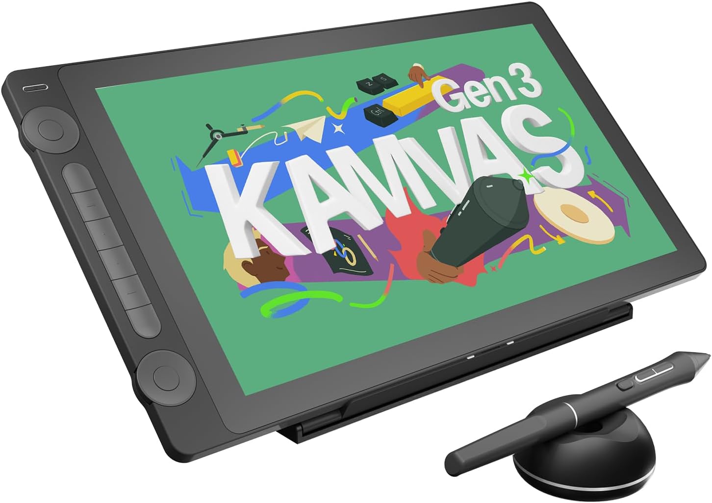 HUION KAMVAS 16 (Gen 3) Drawing Tablet with Screen, 15.8 inch 2.5K QHD Art Tablet with Full Laminated Anti-Sparkle Glass, 99% sRGB, PenTech 4.0, 16384 Pen Pressure, Dual Dials for Mac, PC, Android