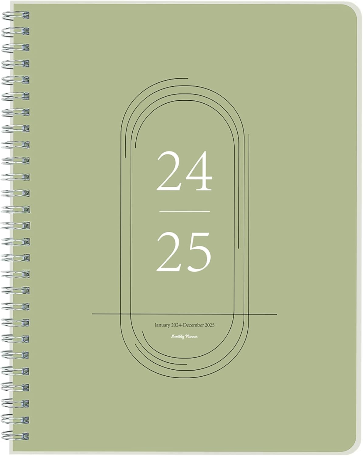 Monthly Planner 2024-2025, Calendar 24 Months Planner with Flexible PVC Cover for Home,School and Office Work, 7" x 9", Jan 2024 - Dec 2025-Green
