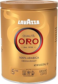 Lavazza Qualita Oro Ground Coffee Blend, Medium Roast, Authentic Italian, Blended And Roasted in Italy, Non GMO, A Full bodied with sweet, aromatic flavor, 8.8 Oz (Pack of 4)