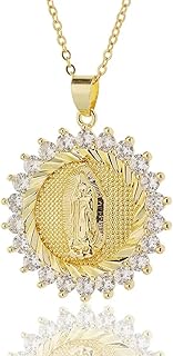 Bling Pire 18k Religious Inlaid Zircon Virgin Mary Pendant Necklace