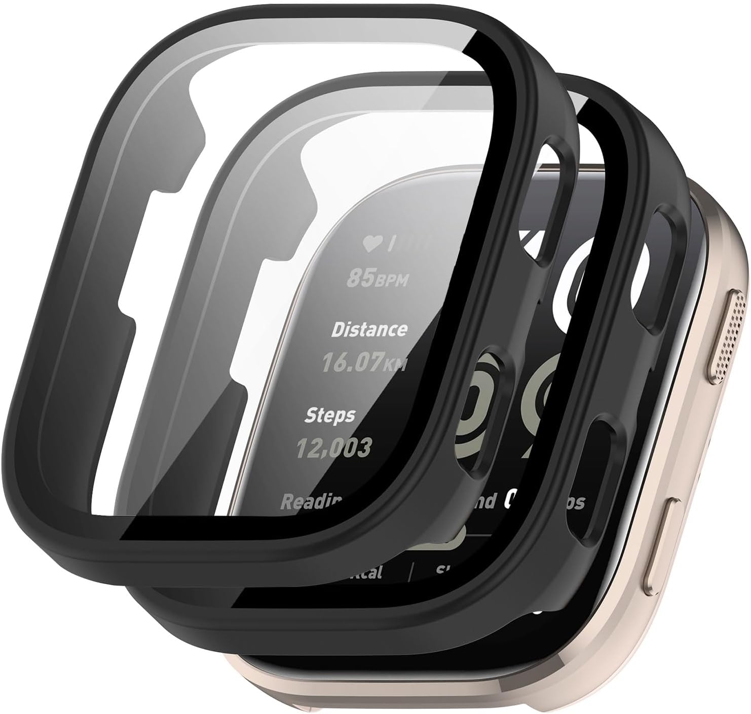 [2-Pack] Case with Tempered Glass Screen Protector Compatible with Amazfit Bip 6, Bumper Full Coverage Protective Hard Dull-Polish PC Cases Face Cover for Bip 6