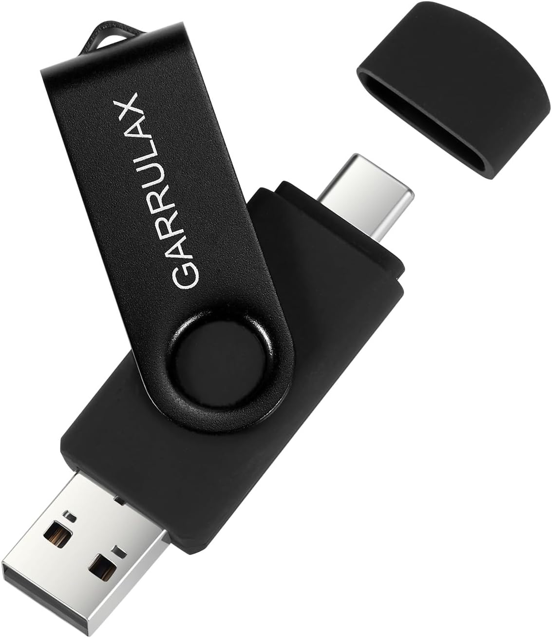 USB C Flash Drive, 2 in 1 OTG Type C USB 3.0 Rotatable Memory Stick Date Storage Pendrive Thumb for Type C Smartphones, Tablets, PC (Black, 32GB)