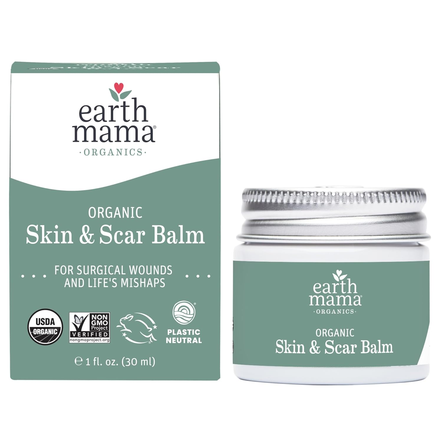Earth Mama Organic Skin & Scar Balm for C-Section Scars and Stretch Marks, 1-Fluid Ounce