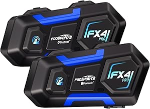FODSPORTS Motorcycle Bluetooth intercom FX4 Pro 1200m Helmet Intercom,4 Riders Motorcycle Bluetooth Headset,Universal Bluetooth Helmet Headset,Helmet Communication System FM/Hard &Soft Mic/2Pack