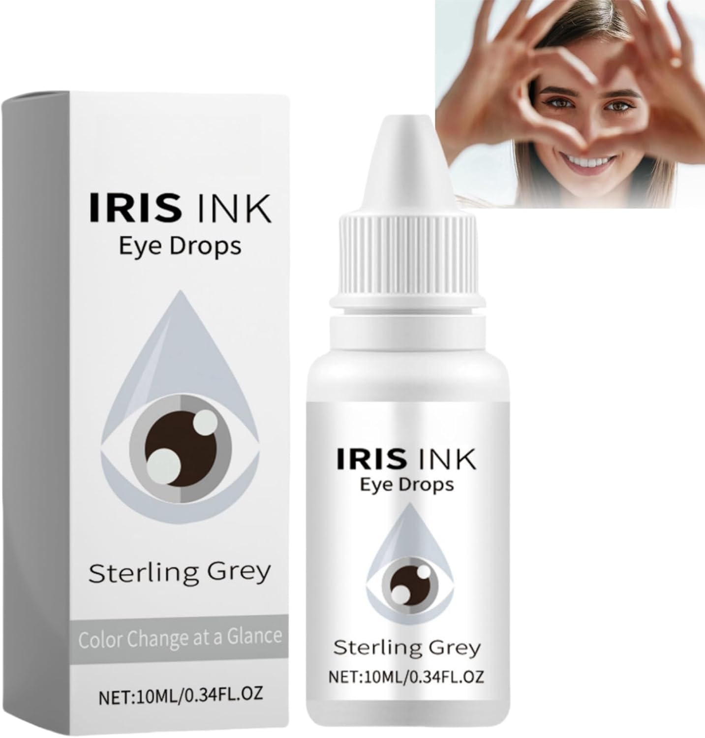 Irisink Eye Drops,Fancy Drops Change Eye Color,Eye Color Changing,Moisturizing Eye Drops,Brightening Eye Drops,Lighten & Brighten Your Eye Color,Natural Moisturising Eye Drops for Dry Eyes(Grey)