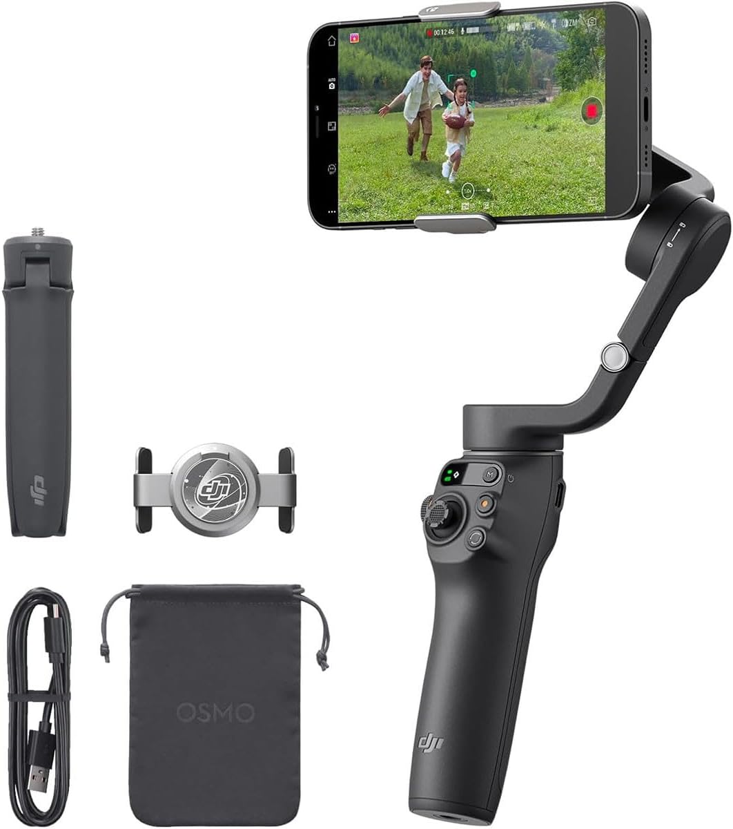 ﻿DJI Osmo Mobile 6, 3-Axis Phone Gimbal, Object Tracking, Built-In Extension Rod, Portable and Foldable, Android and iPhone Gimbal, Vlogging Stabilizer, YouTube TikTok Video, Slate Gray