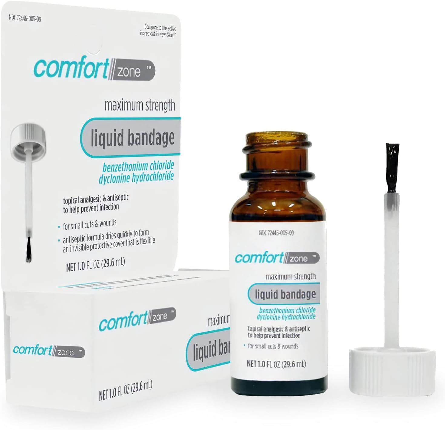 Liquid Bandage for Skin, Topical Analgesic and Antiseptic, Protective Skin Barrier for Small Cuts and Wounds, Easy To Apply Liquid Bandage for Cracked Fingers & Other Affected Areas, 1 Ounce (1 Pack)