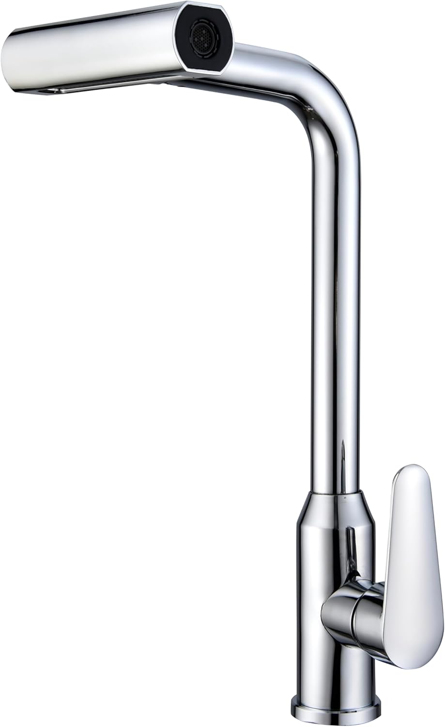 WLTEDRGO Waterfall Polished Chrome Kitchen Tap, 360° Swivel Kitchen Sink Taps with Pull Out Spray, Stainless Steel Mixer Tap with 4 Functions, 1 Hole Single Lever Sink Taps, High Pressure Faucet
