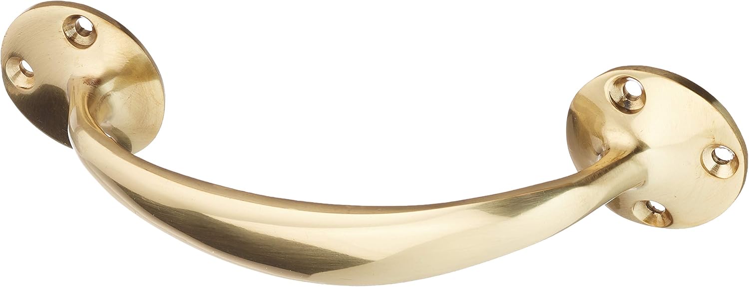 Merriway® BH01753 Front Fix Bow Door Handle, 150mm (6 inch) - Polished Brass