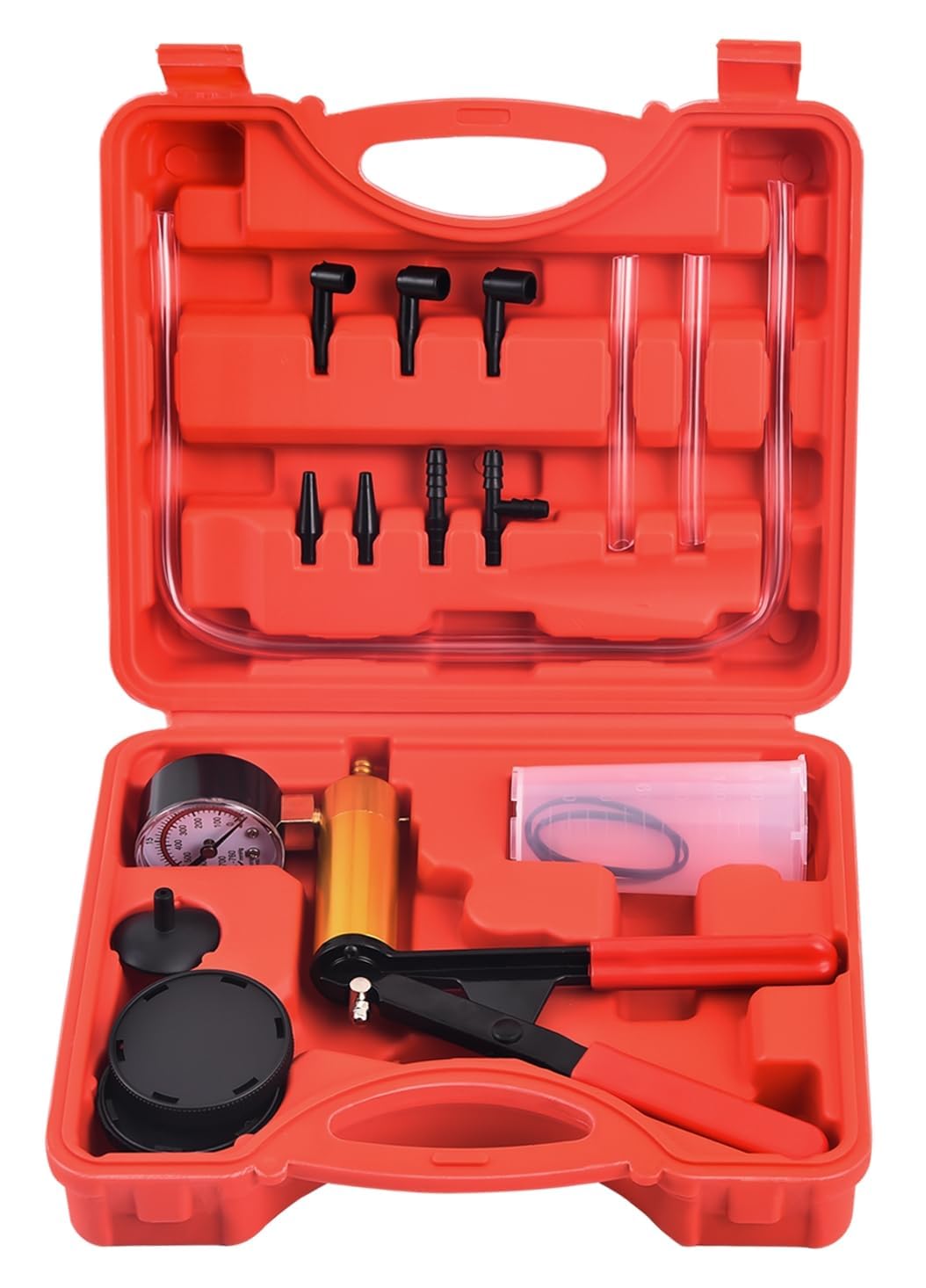 DHA Brake Bleeding Kit Vacuum Pump Pressure Tester One Man Brake Bleeder Kit Hand Held Vacuum Pressure Pump Tester Kit, Manual Brake Clutch System Fluid Bleed Tool Kit for Car Motorcycle Motorbike
