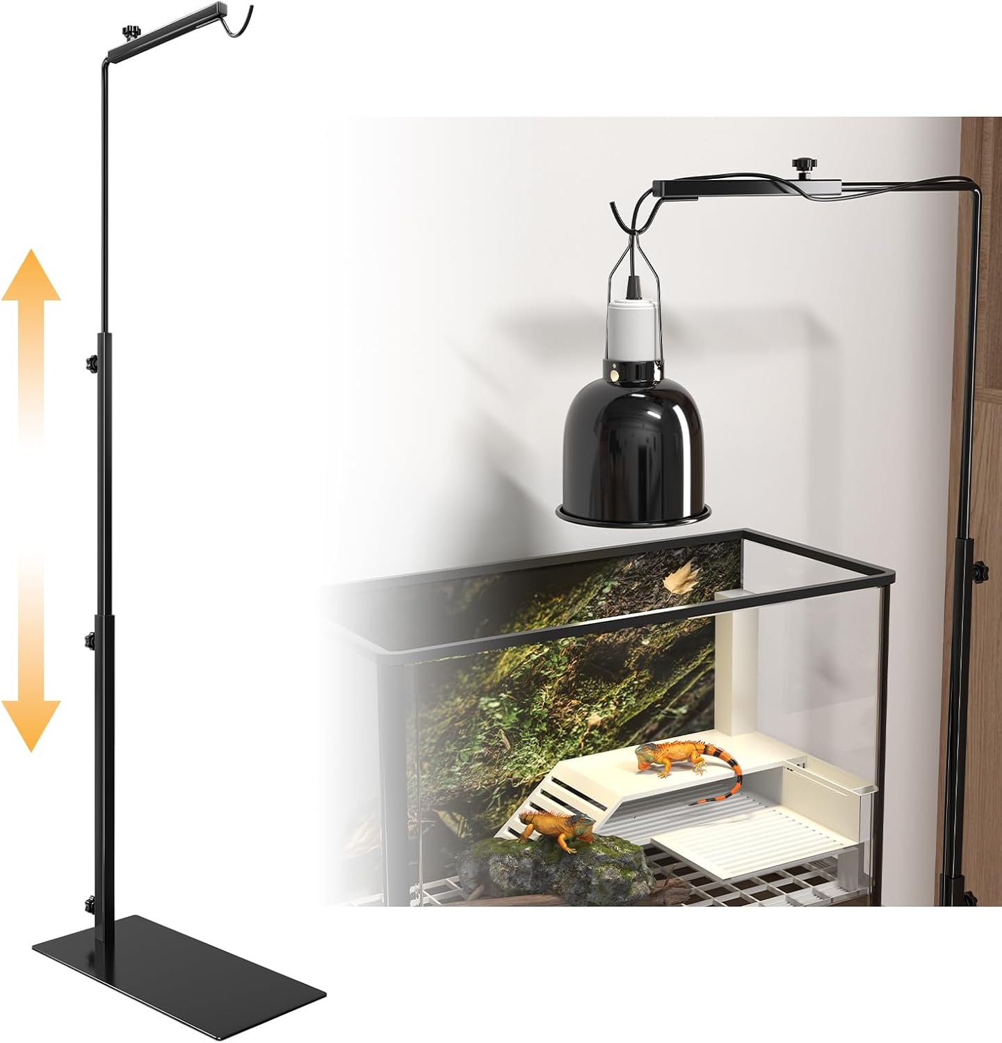 Reptile Heat Lamp Stand,Adjustable 16-37 Inch Reptile Heat Lamp Holder Stand, Fish Aquarium Stand, Heat Lamp Holder Hanger, Reptile Tank Accessories