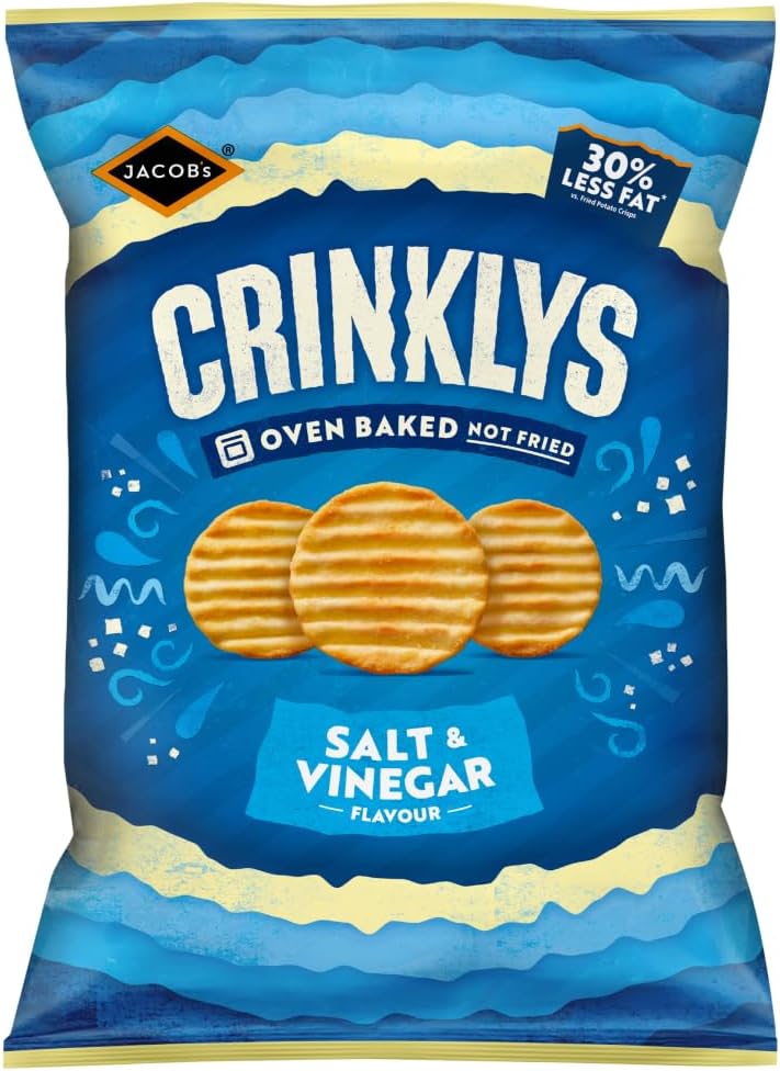 Jacob's Crinklys Salt & Vinegar Baked Snacks Share Bag, 150g