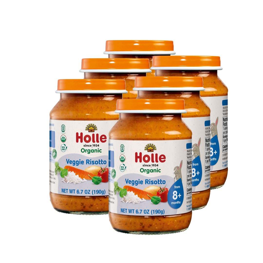 Holle Organic Veggie Risotto Flavored Puree Baby Food, Non GMO, Vegan, 6.7 Ounces (Pack Of 6)