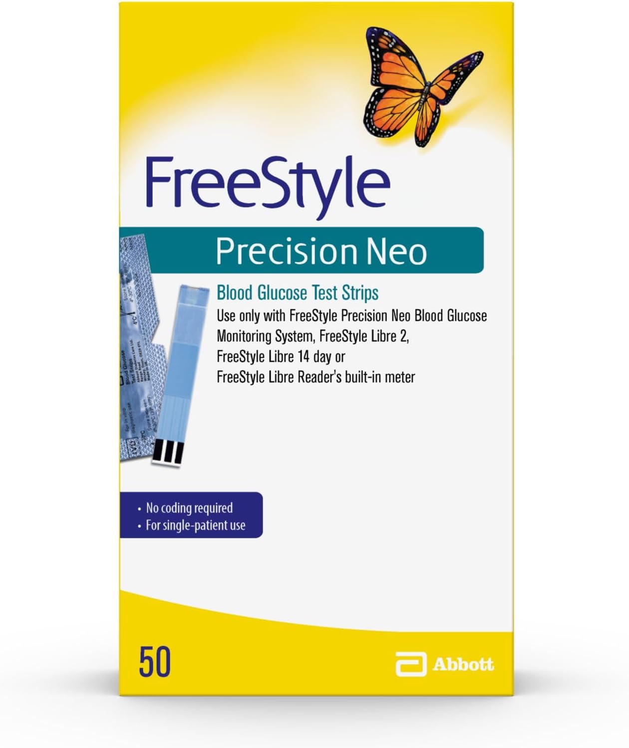 Freestyle Precision Neo Blood Glucose Test Strips, 50 Strips