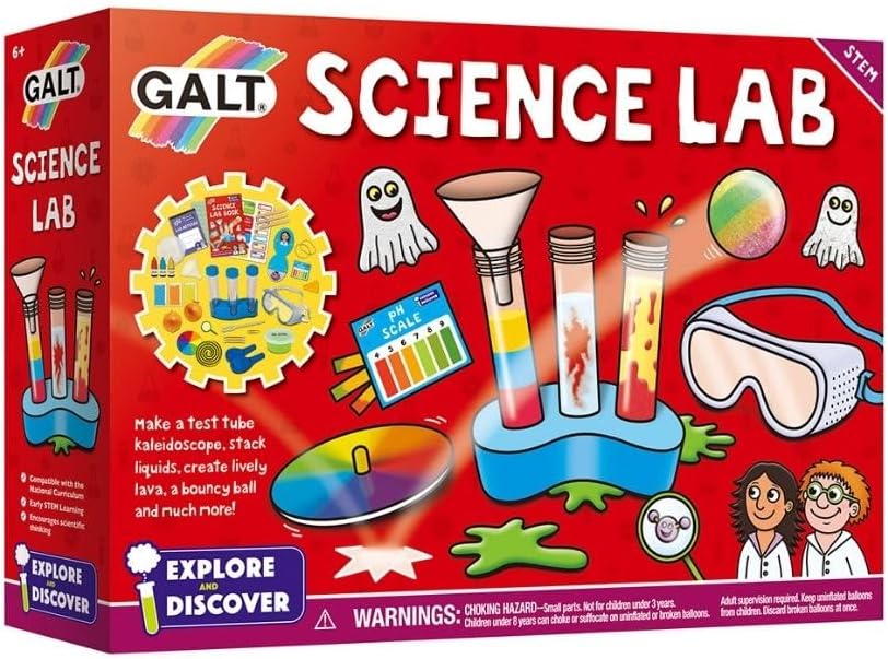 Galt Science Lab - Explore and Discover Science Kit for Kids, Childrens Craft Set - 20 Fun STEM Science Experiments and Guide Book - Make a Kaleidoscope, Lava, Bouncy Ball and More - For Ages 6 Plus