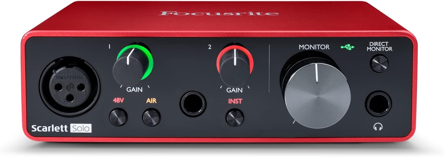 Focusrite Scarlett Solo 3rd Gen USB Audio Interface for Guitarists, Vocalists, Podcasters or Producers to record and playback studio quality sound
