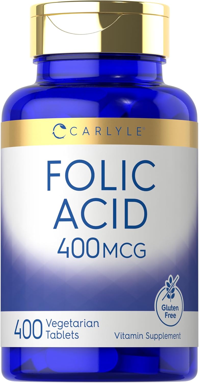 Carlyle Folic Acid 400 mcg | 400 Tablets | Vegetarian, Non-GMO, Gluten Free