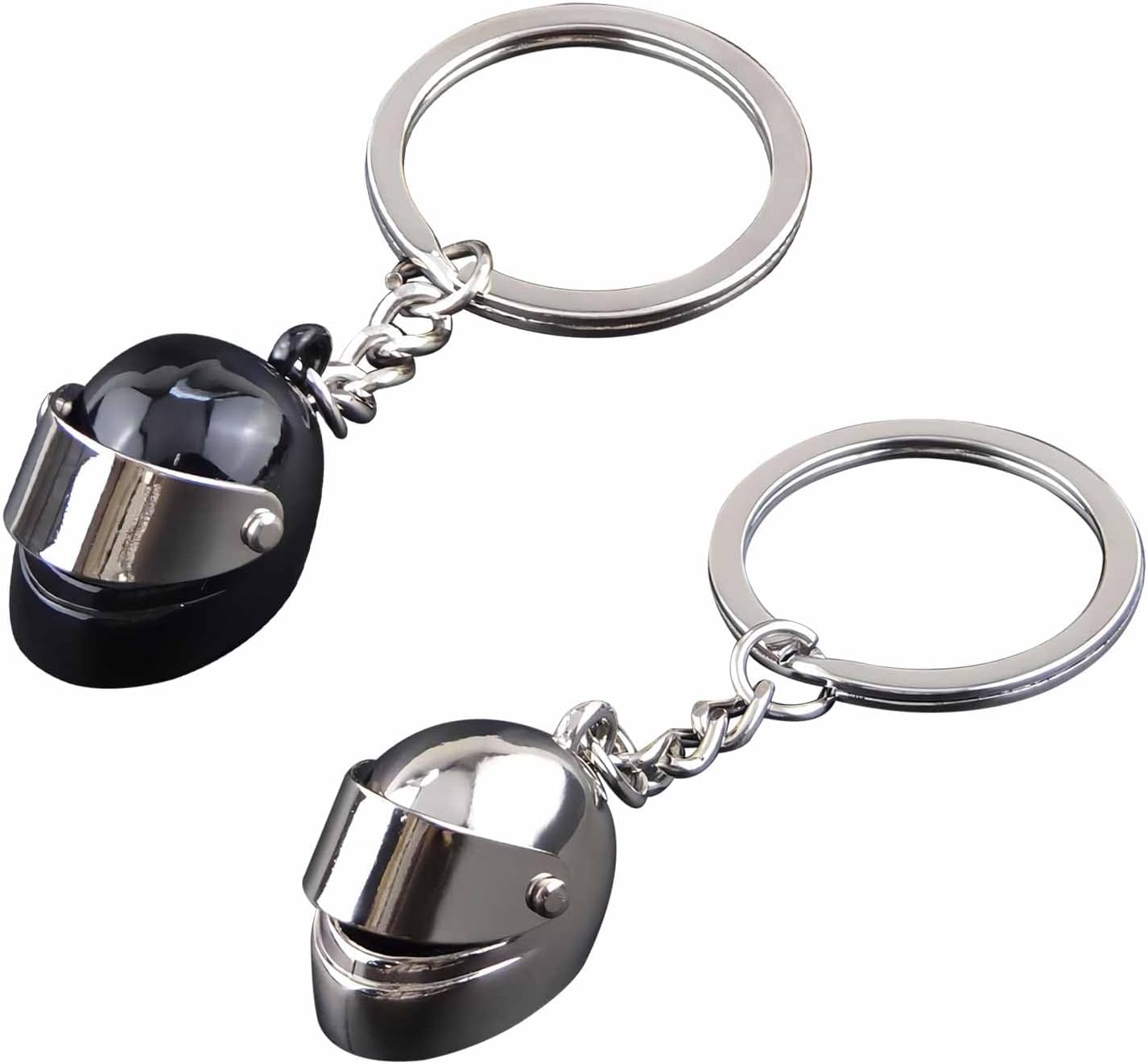 YHT 2PCS Motorcycle Helmet Keychain for Car Key Decoration Accessories, 3D mini Creative Metal Pendant for Biker Gift,Cool Metal Charm Motorbike Helmet Car Key Ring is unisex