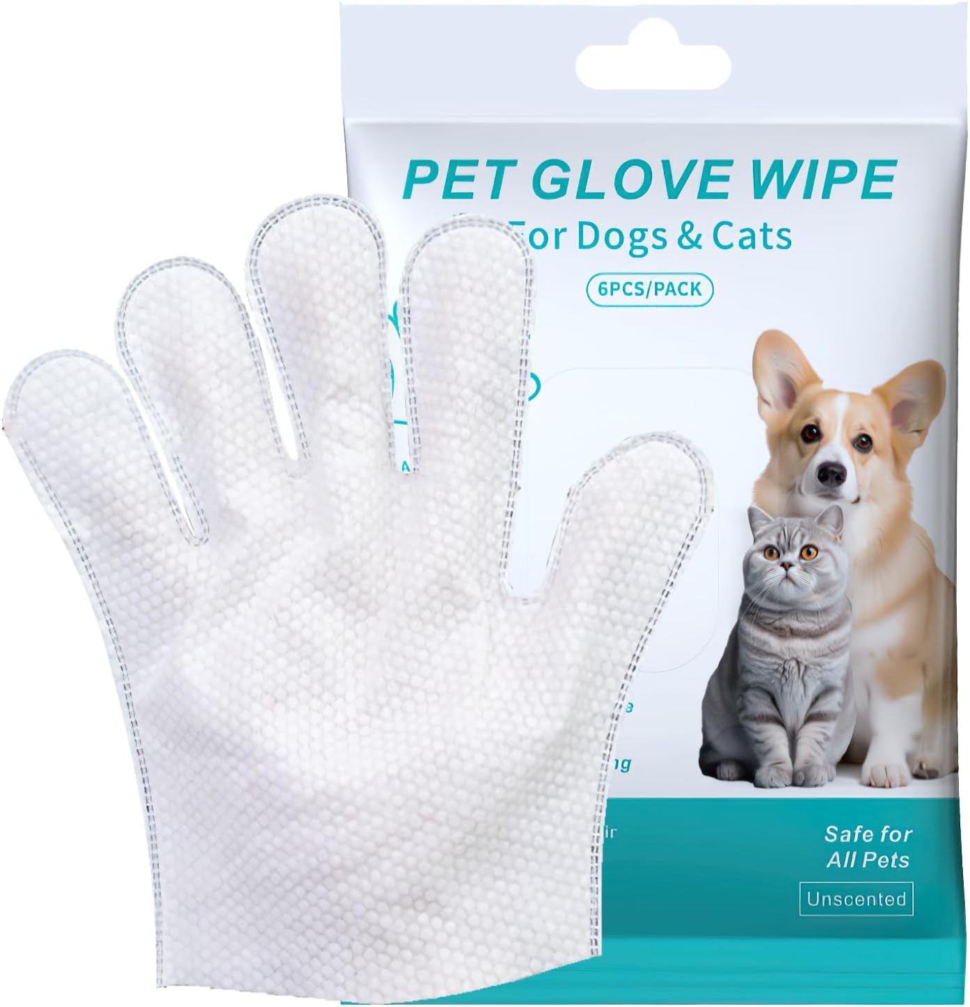 ltteea 18 Pieces Pet Wipes for Dog and Cat Cleaning Gloves Deodorizing Hypoallergenic Grooming Wipes for Fur Face Paws Ears Butt,Waterless Wash Free Pet Glove Wipes for Daily Care & Traveling (1)