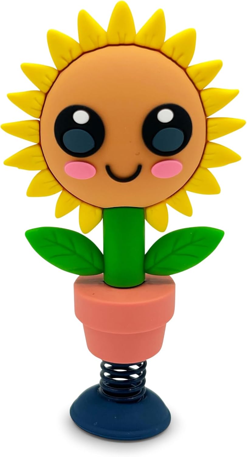 Sunflower Dashboard Dancer – Smiling Sunflower Car Accessory with Soaking Up The Sun Vibes – Fun Gift for Nature and Plant Lovers Bobblehead for Your Car Dashboard