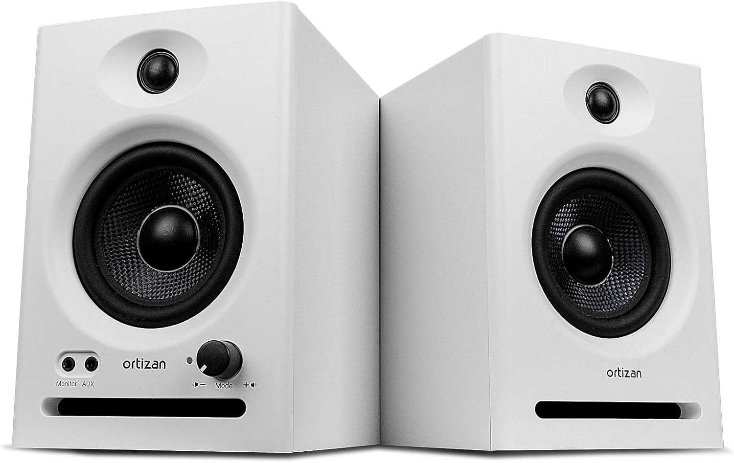 Ortizan C7 Dual-Mode 2.0 Studio Monitors, Active Monitor Speakers for Near Field Music Production, Bluetooth 5.3 Wireless Computer PC Monitor Gaming Bookshelf Speakers(Pair, White)