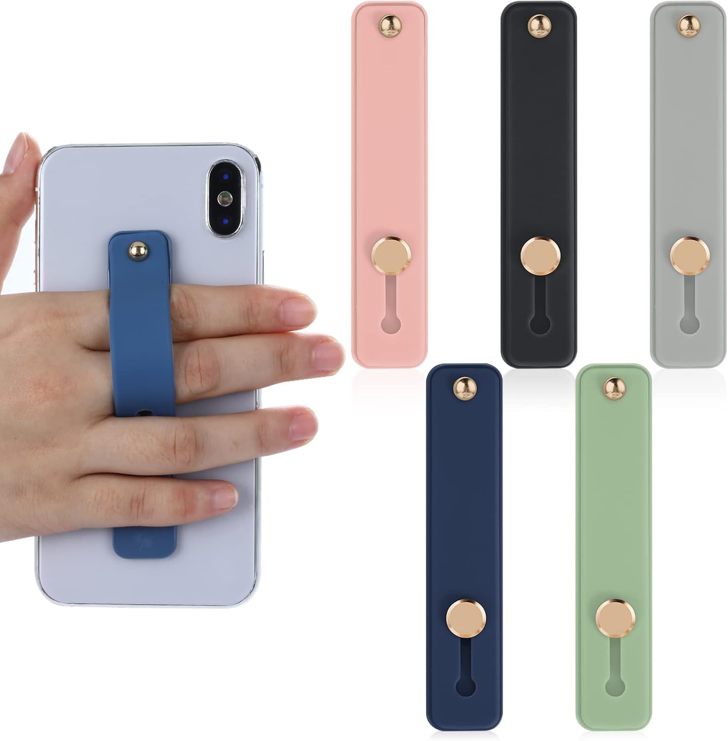 Molain Phone Loop Finger Holder, 5 Pcs Phone Grip Finger Cellphone Grip Silicone Strap Telescopic Cellphone Holder for All Smartphones (5 Colors)