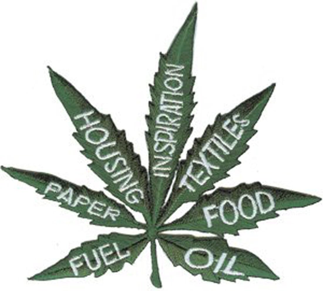 Novelty Iron on - Weed Marijuana Pot Hemp Uses Leaf Patch