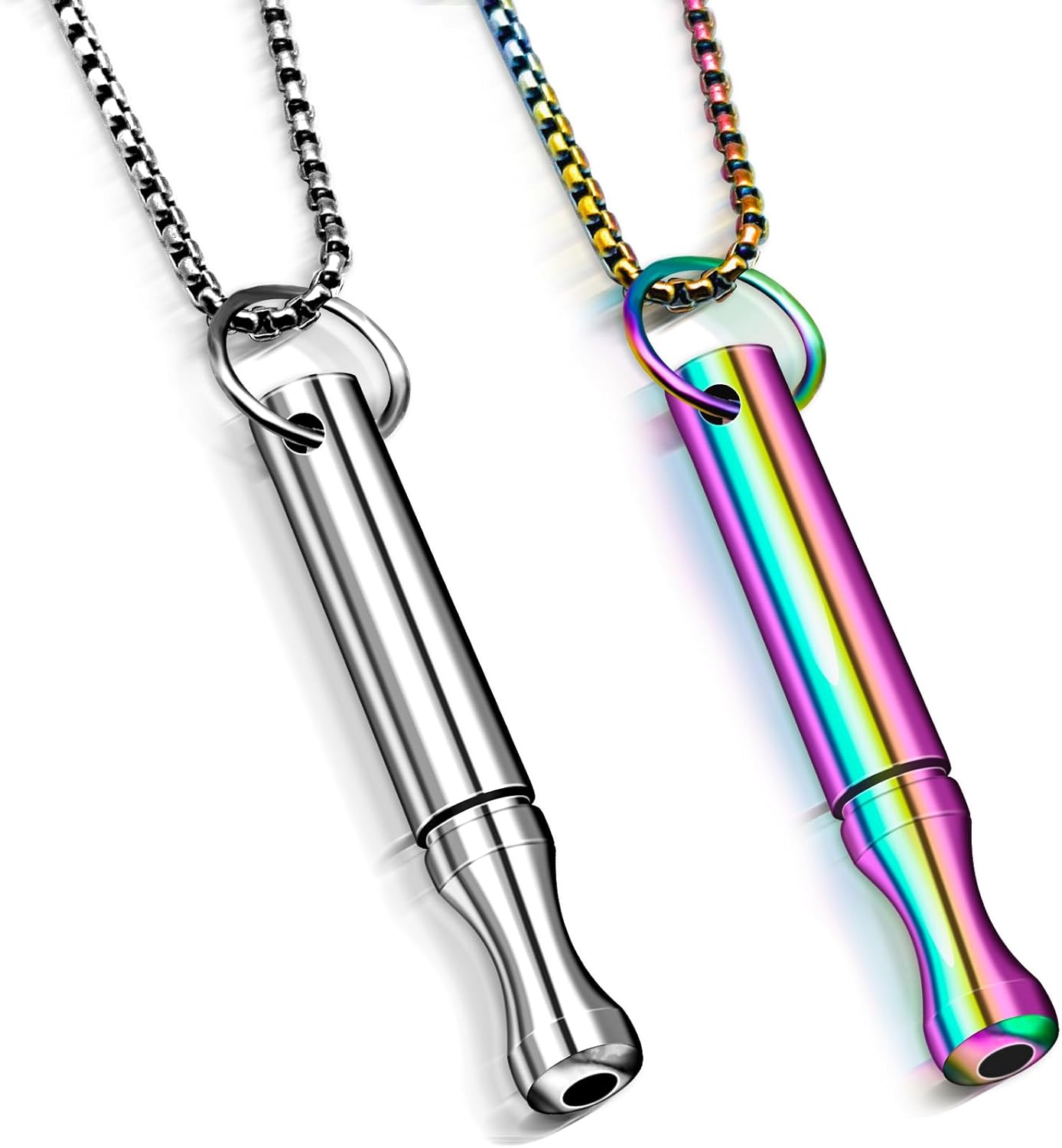 WKxinxuan Breathing Necklace Breathing, 2 Pcs Stress Relief Mindful Necklace for Anxiety Relief, Meditation, Anxiety Gift for Women Men, Color+Sliver