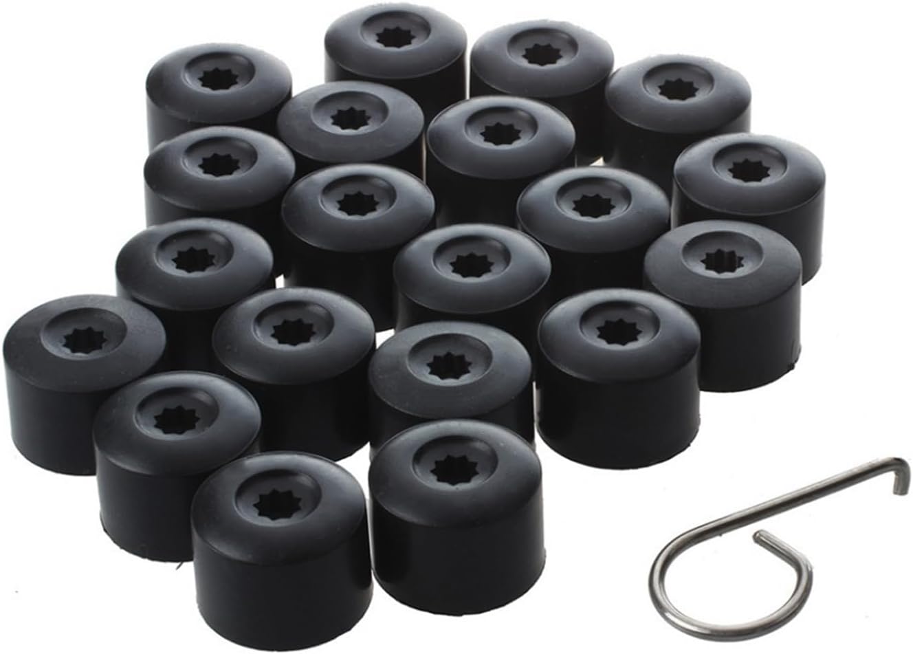 20PCS Car Wheel Lug Nut Covers, 17mm Tire Bolt Caps Compatible with VW, Jetta, Beetle, Passat, GTI, CC, Replaces for 1K0 601 173, Black Lug Nut Cap with Removal Tool