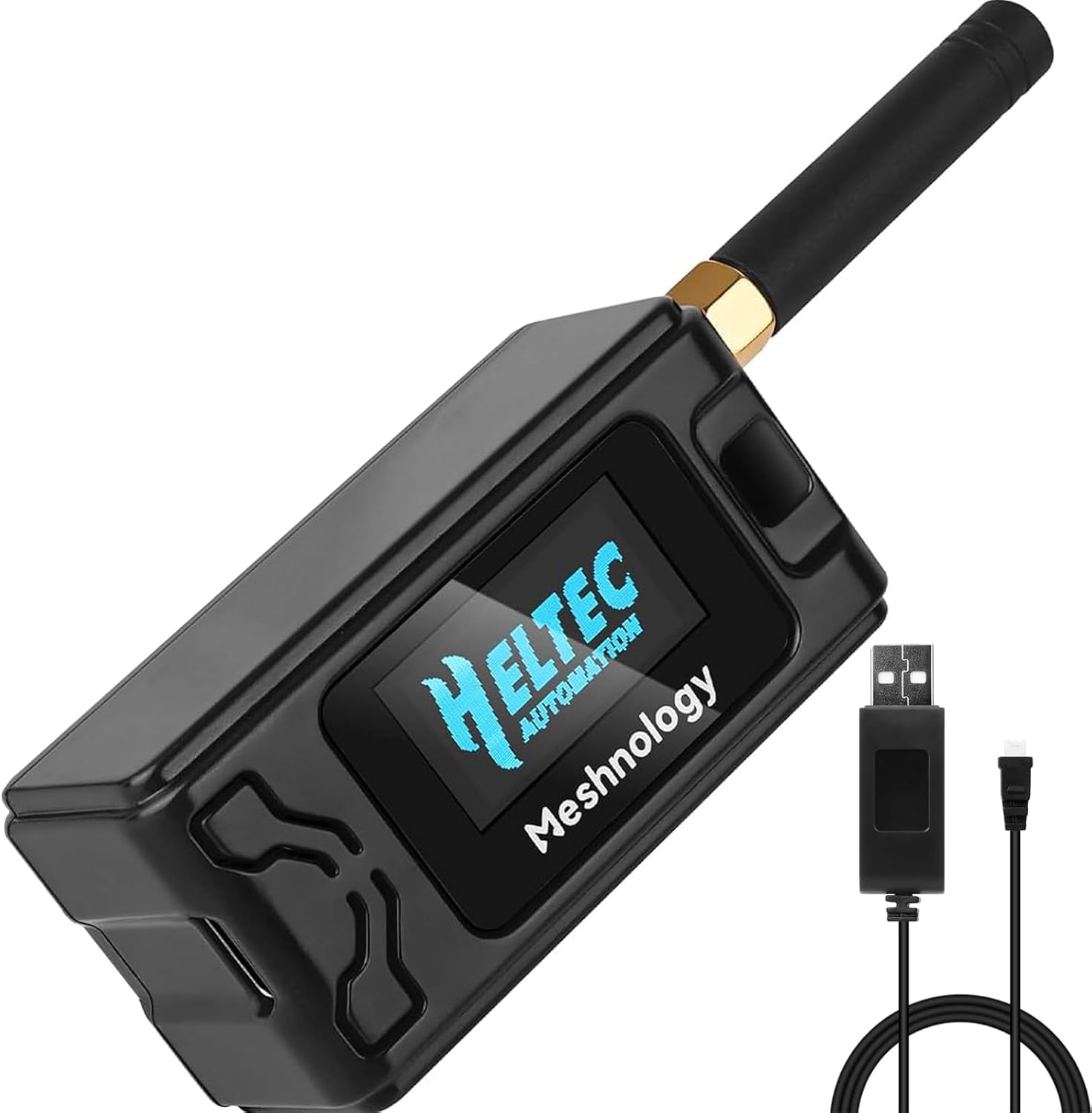 ESP32 Lo Ra V3 Development Board + 1100mAh Battery + Case + USB Charger Cable Set - with 915MHz Antenna and SX1262 Lo Ra V3 Devices for Mesh Tastic Ar duino Lo Rawan IOT (N30,4-in-1,Black)