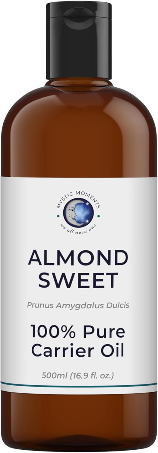 Mystic Moments | Sweet Almond Carrier Oil 500ml - Pure & Natural Oil Perfect For Hair, Face, Nails, Aromatherapy, Massage and Oil Dilution Vegan GMO Free