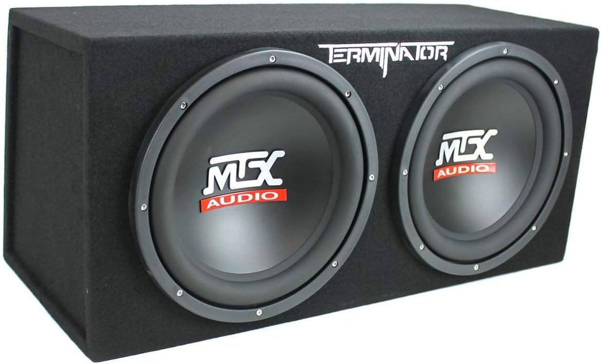 MTX Terminator Dual 12-Inch Subwoofers with Loaded Enclosure, 1200W Max Power, 400W RMS