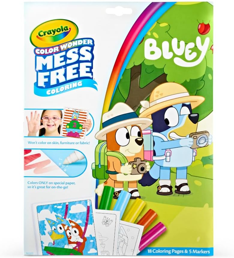 CRAYOLA Color Wonder - Bluey Colouring Mess-Free Book (Includes 18 Colouring Pages & 5 Magic Color Wonder Markers)
