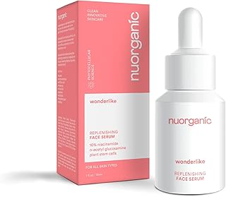 nuorganic 10% Niacinamide Serum with Plant Stem Cells - Replenishing Daily Skin Booster for More Raidant Youthful Glow - 1fl Oz 30ml