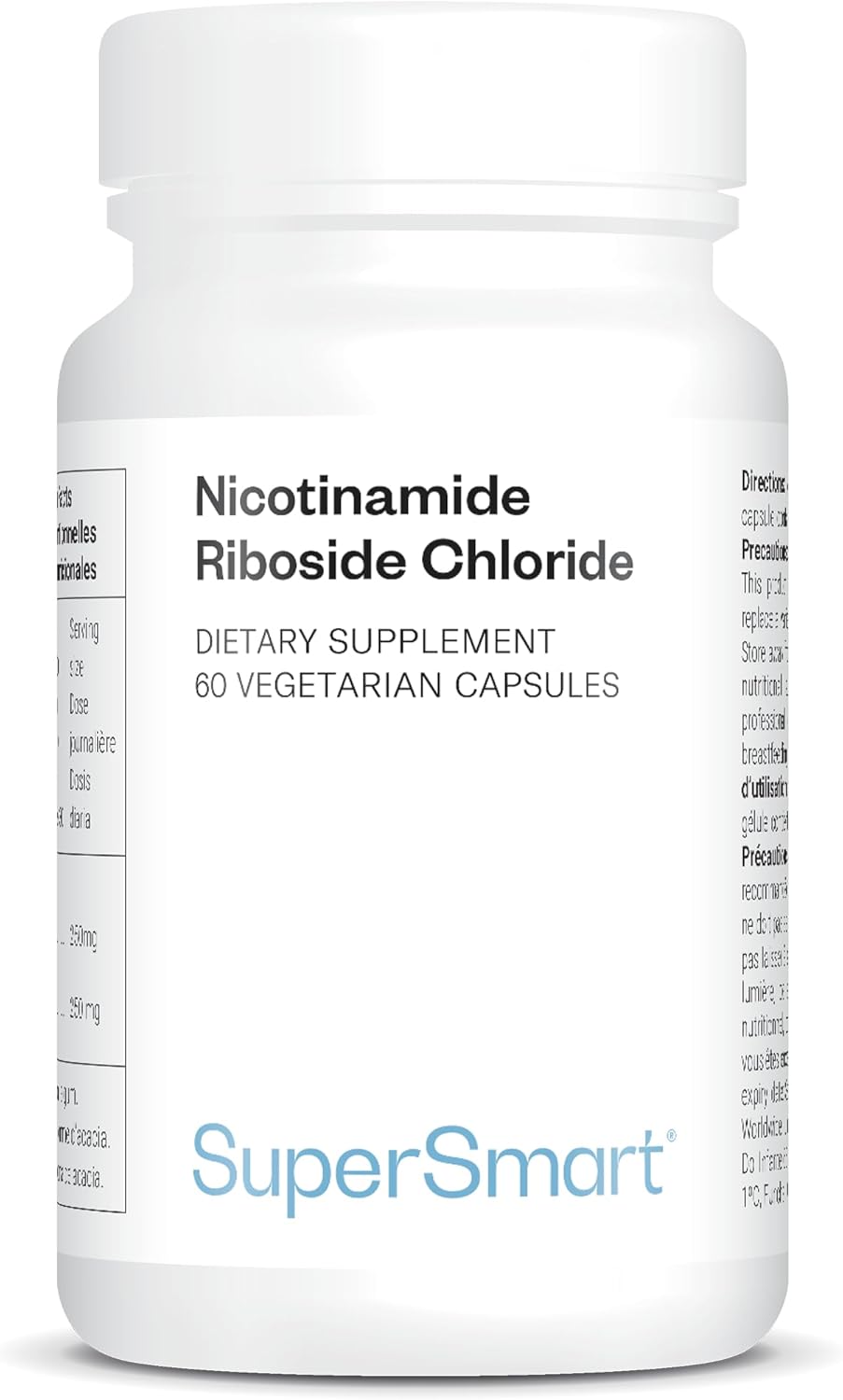 Supersmart - Nicotinamide Riboside Chloride - NMN & NAD+ Precursor - Rare Form of Vitamin B3 - Metabolism Booster Supplement | Non Flush - Non GMO & Gluten Free | 60 Vegetarian Capsules